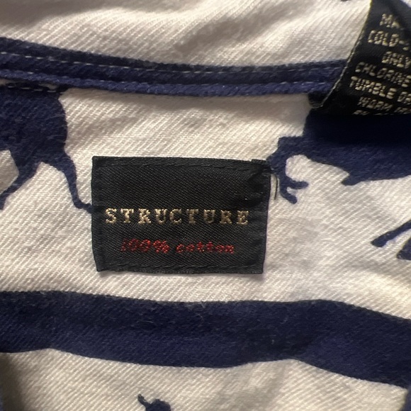 STRUCTURE - Vintage 1990s Blue Western￼ Polo Dad Shirt Mens Size Large - Picture 3 of 14